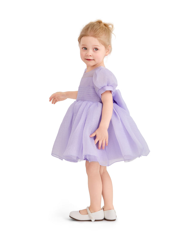 kids atelier tulleen Purple Brixton Puff-Sleeve Party Dress