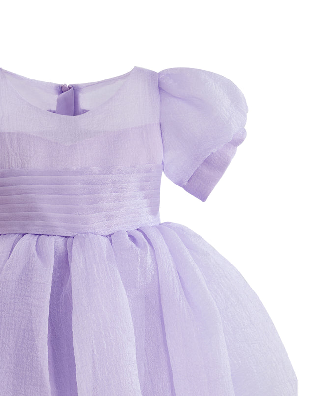 kids atelier tulleen Purple Brixton Puff-Sleeve Party Dress