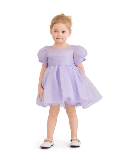 kids atelier tulleen Purple Brixton Puff-Sleeve Party Dress