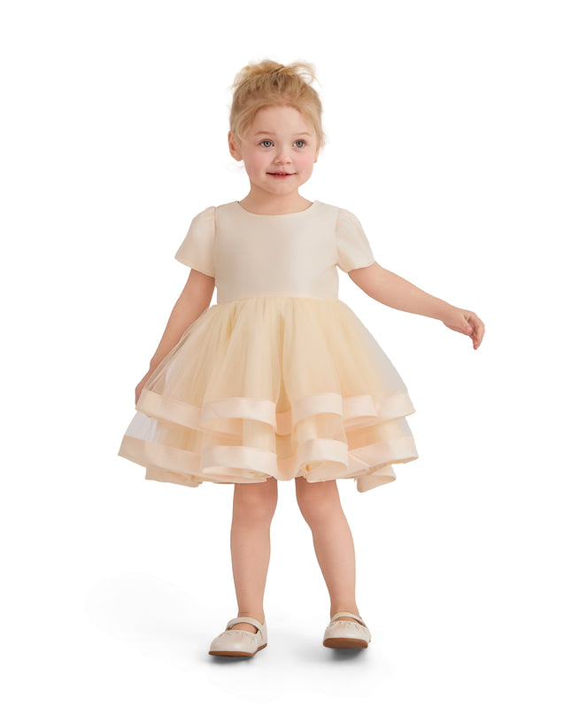 kids atelier tulleen Champagne Suttona Satin Bow Dress