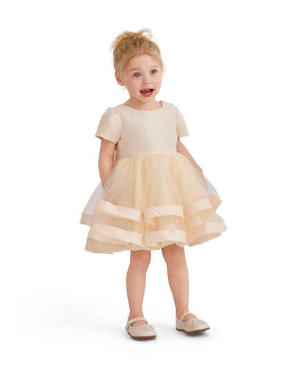 kids atelier tulleen Champagne Suttona Satin Bow Dress