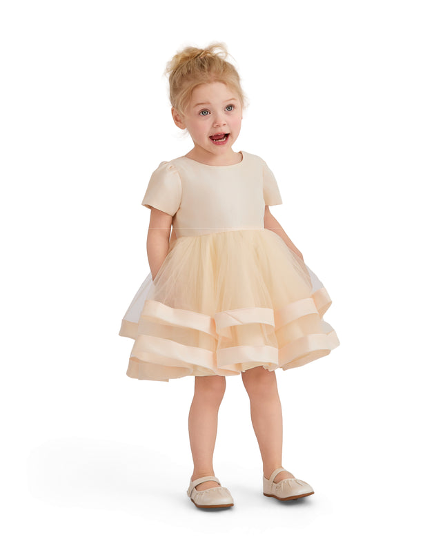 kids atelier tulleen Champagne Suttona Satin Bow Dress