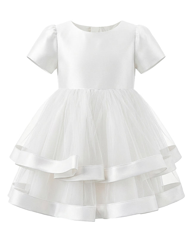 kids atelier tulleen White Suttona Satin Bow Dress