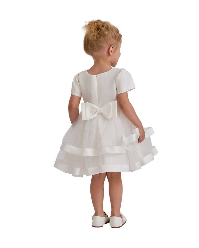 kids atelier tulleen White Suttona Satin Bow Dress