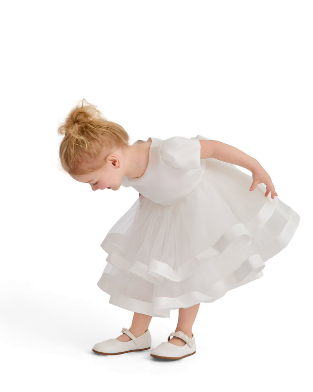 kids atelier tulleen White Suttona Satin Bow Dress