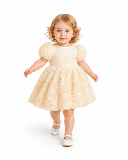 kids atelier tulleen Champagne Bow Rosette Dress