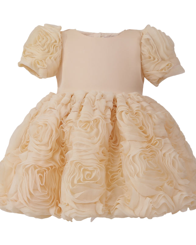 kids atelier tulleen Champagne Bow Rosette Dress