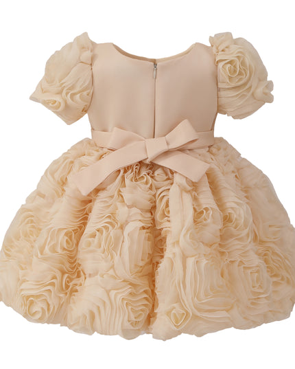 kids atelier tulleen Champagne Bow Rosette Dress