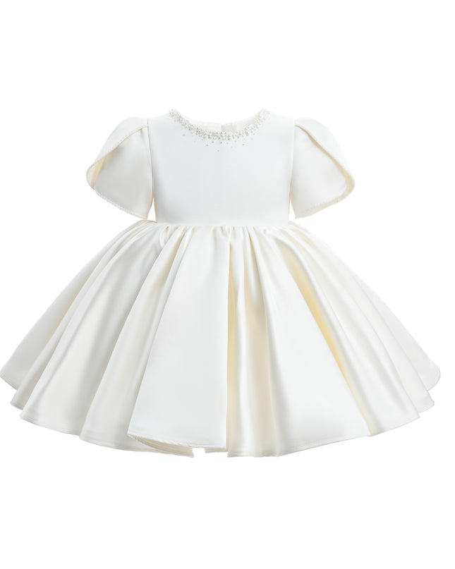 kids atelier tulleen Ivory Suncrestia Pearl-Accented Occasion Dress