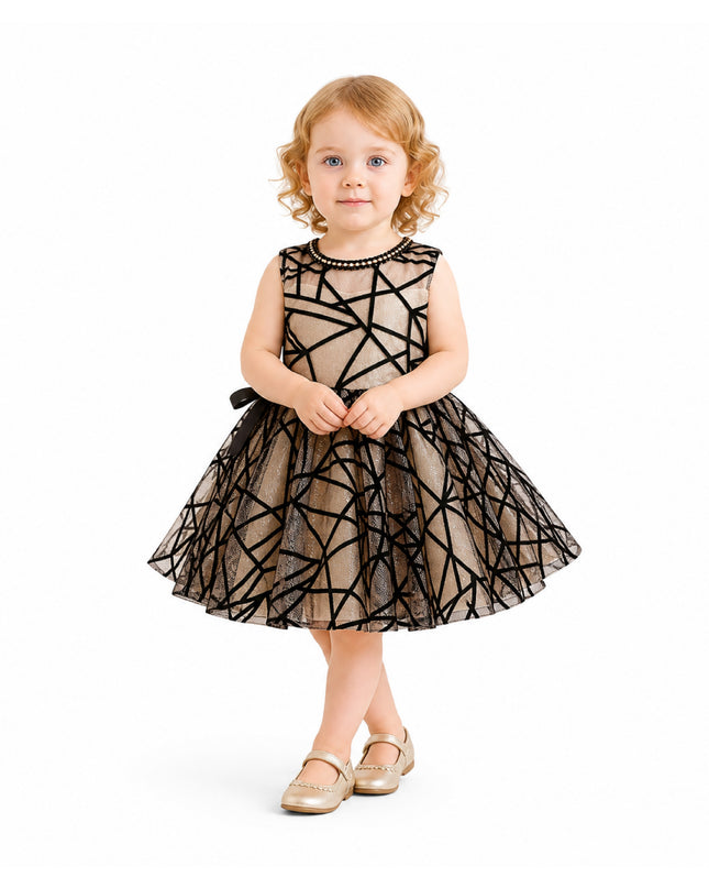 tulleen Beige Belvedra Pearl-Trim Ribbon Dress