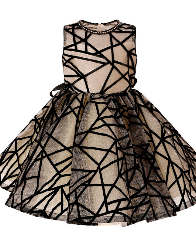 tulleen Beige Belvedra Pearl-Trim Ribbon Dress