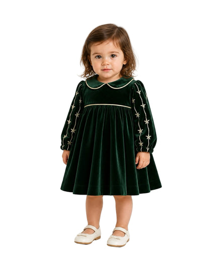 kids atelier tulleen Dark Green Velvet Dress