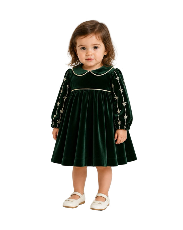 kids atelier tulleen Dark Green Velvet Dress