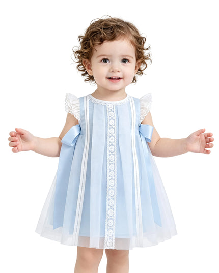kids atelier tulleen Light Blue Romilly Satin Bow Dress