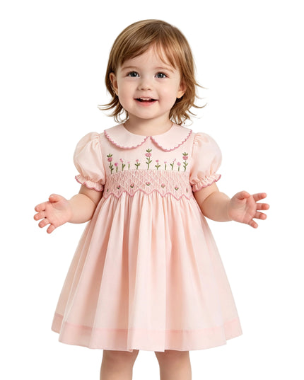 kids atelier tulleen Light Pink Arlette Smocked Dress