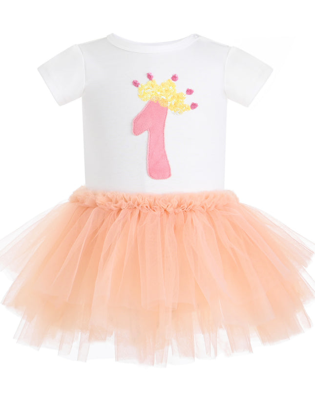 kids atelier tulleen Peach Reina Birthday Dress