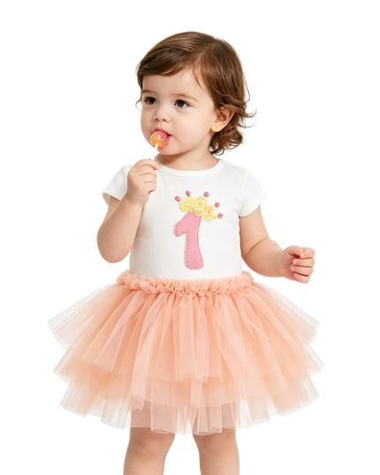 kids atelier tulleen Peach Reina Birthday Dress
