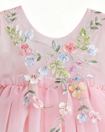 kids atelier tulleen Pink Rosella Floral Tulle Romper