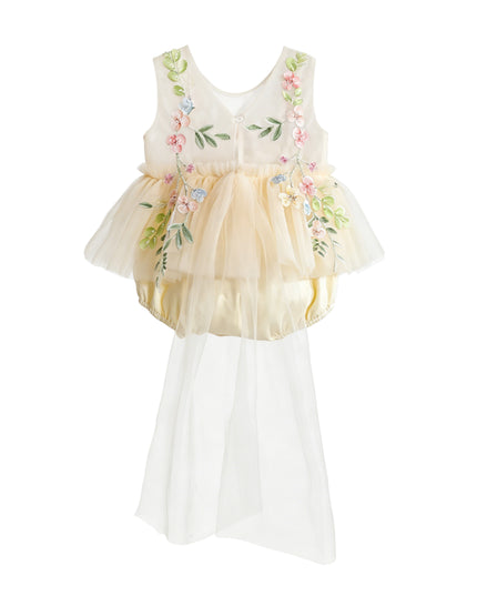 kids atelier tulleen Beige Rosella Floral Tulle Romper