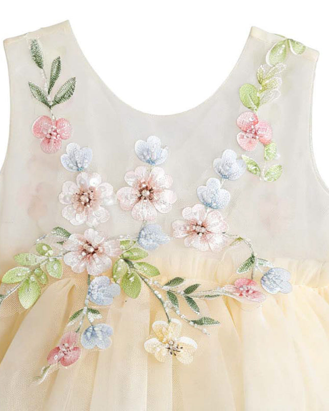 kids atelier tulleen Beige Rosella Floral Tulle Romper