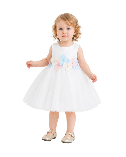 kids atelier tulleen White Elarisse Floral Waist BTUL Dress