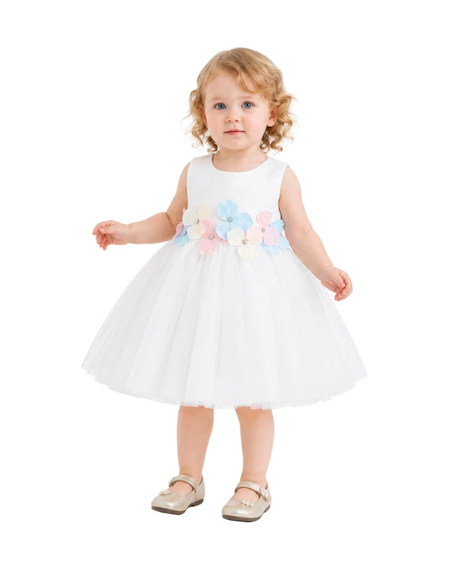 kids atelier tulleen White Elarisse Floral Waist Dress