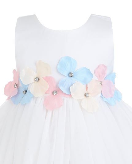 kids atelier tulleen White Elarisse Floral Waist BTUL Dress