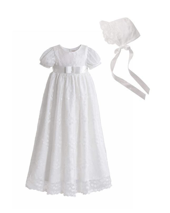 kids atelier tulleen White Emmeline Lace Christening Gown
