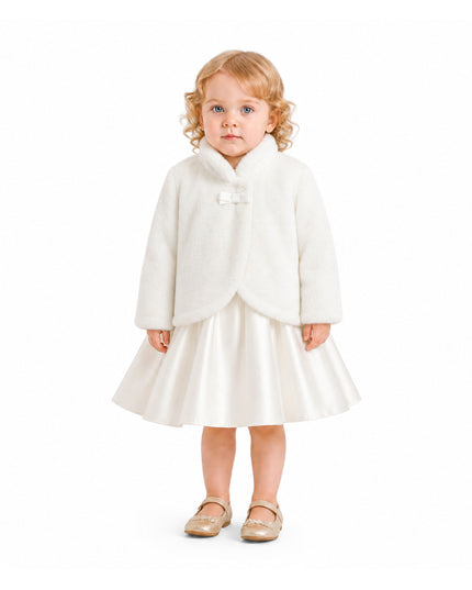 kids atelier tulleen Ivory Plush Asymmetrical Coat