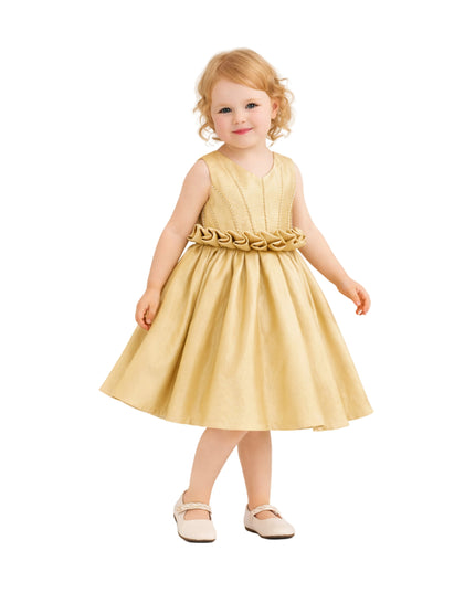 kids atelier tulleen Gold Ruffle Waist Formal Dress