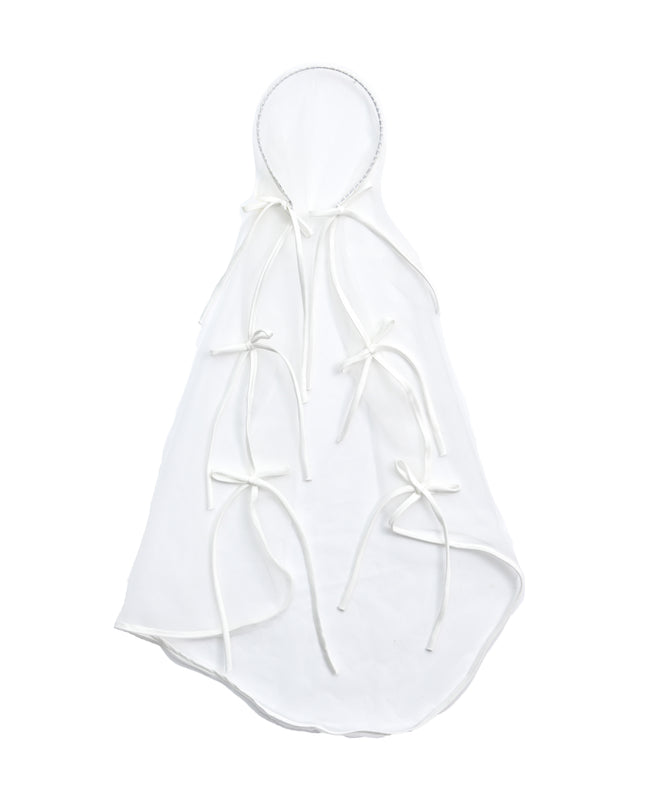 kids atelier tulleen White Ribbon-Tie Mesh Veil