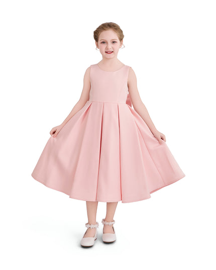 kids atelier tulleen Pink Satin Bow-Back Dress