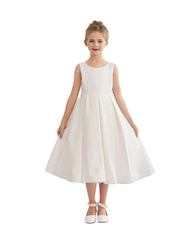 kids atelier tulleen White Satin Bow-Back Dress