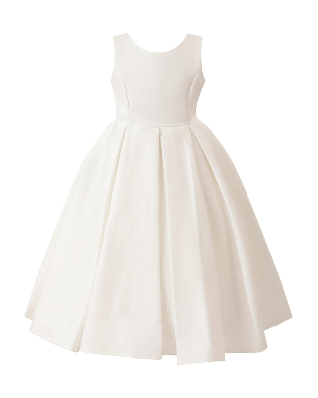 kids atelier tulleen White Satin Bow-Back Dress