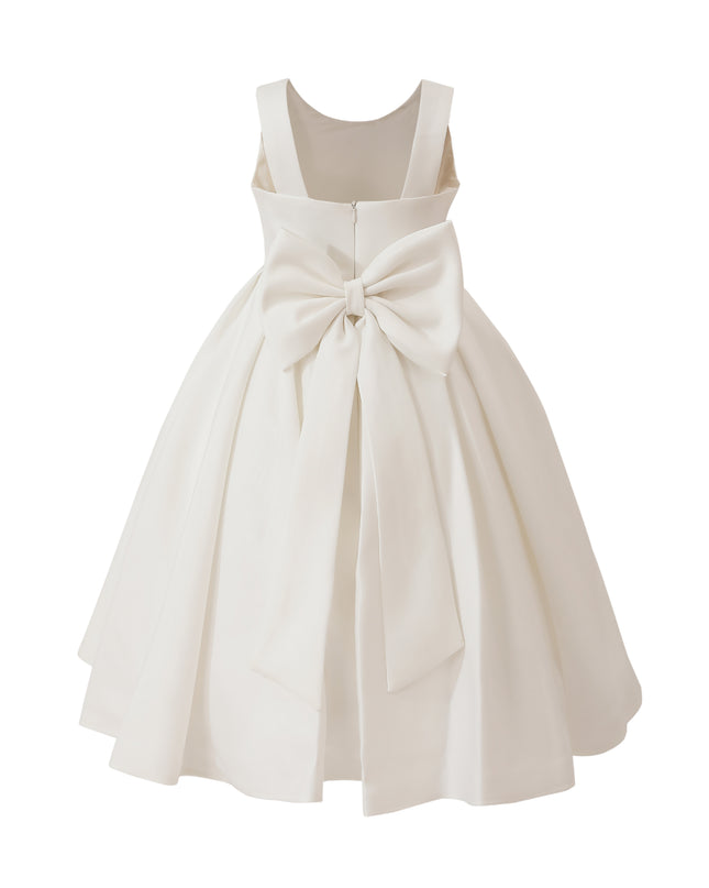 kids atelier tulleen White Satin Bow-Back Dress
