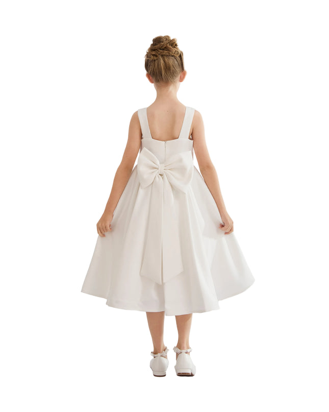 kids atelier tulleen White Satin Bow-Back Dress