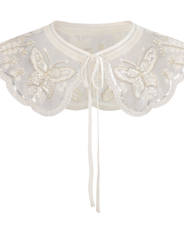kids atelier tulleen White Embroidered Butterfly Stole