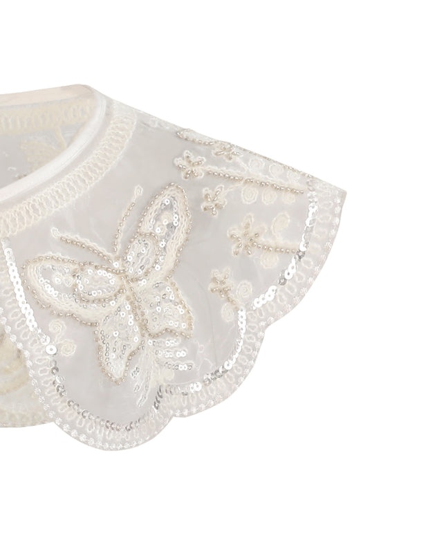 kids atelier tulleen White Embroidered Butterfly Stole