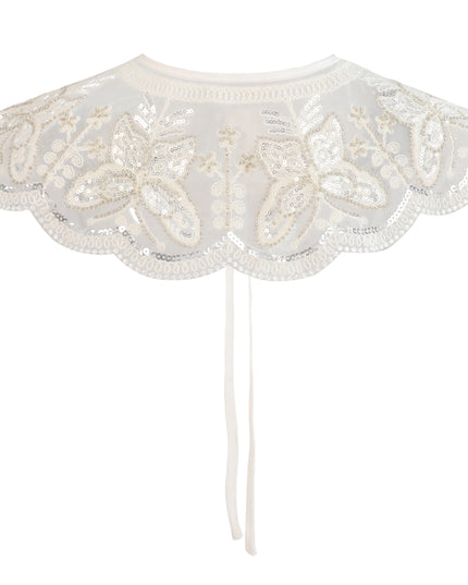 kids atelier tulleen White Embroidered Butterfly Stole