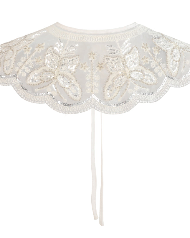 kids atelier tulleen White Embroidered Butterfly Stole
