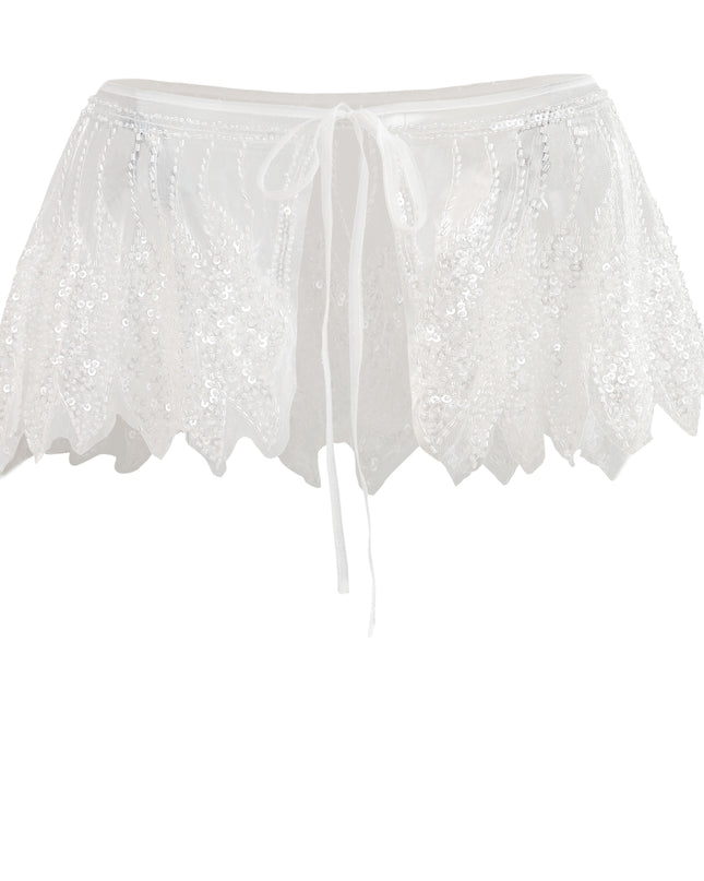 kids atelier tulleen White Sequin Tie-Front Stole