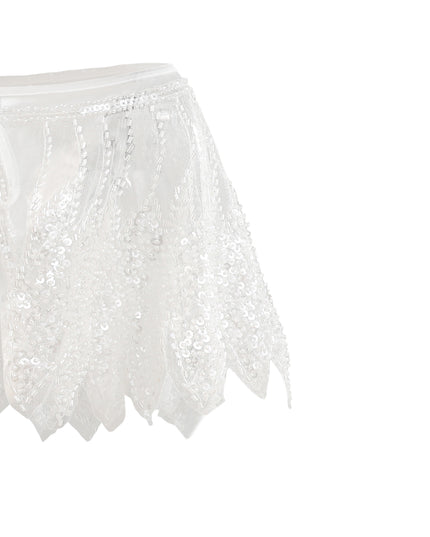 kids atelier tulleen White Sequin Tie-Front Stole
