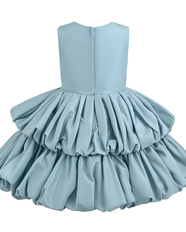 kids atelier tulleen Blue Marina Satin Tiered Dress