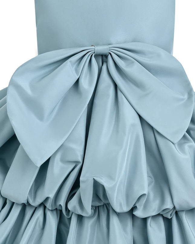 kids atelier tulleen Blue Marina Satin Tiered Dress