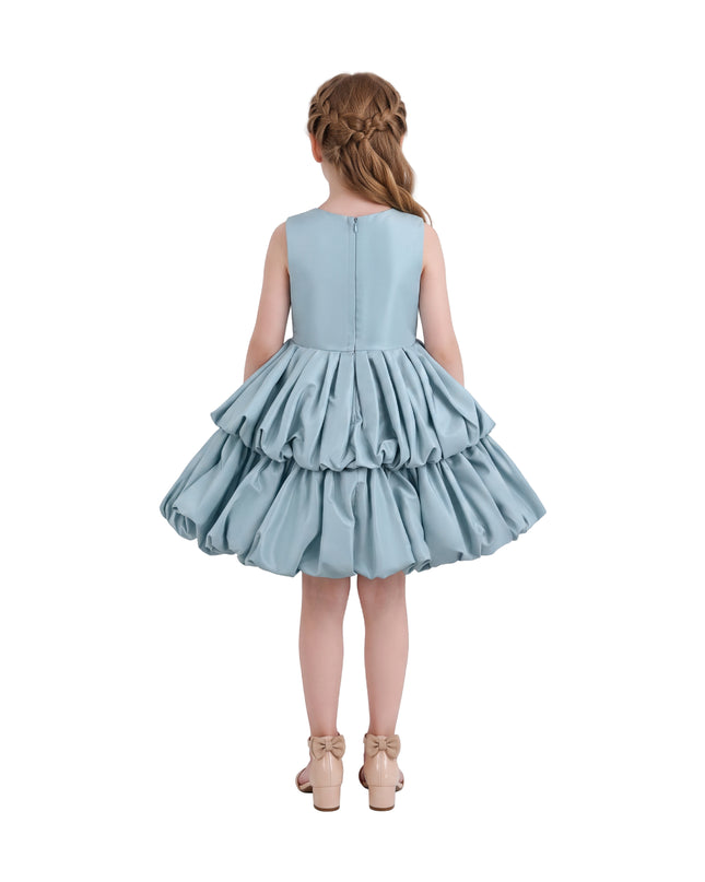 kids atelier tulleen Blue Marina Satin Tiered Dress