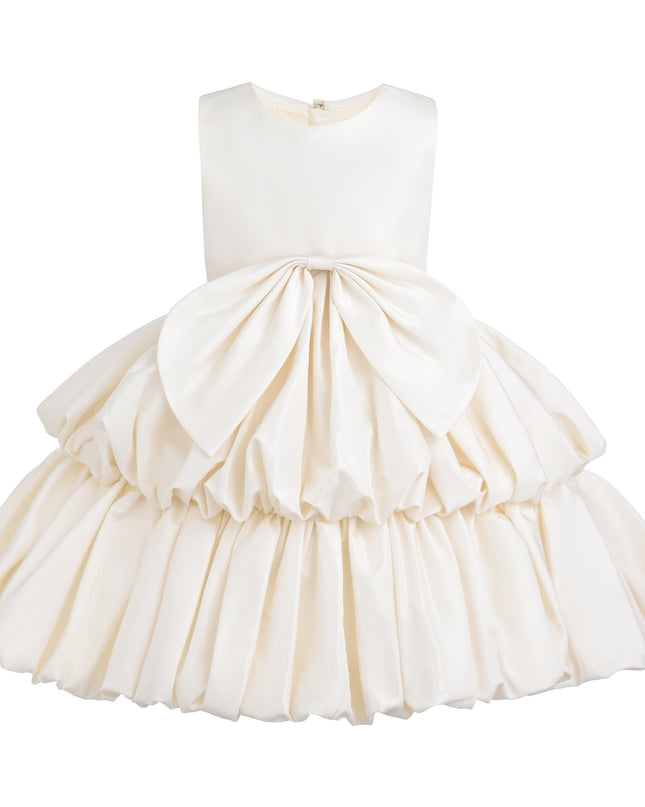 kids atelier tulleen Champagne Marina Satin Tiered Dress
