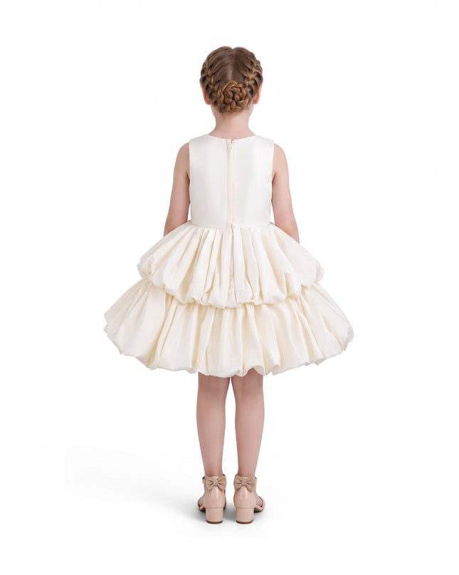 kids atelier tulleen Champagne Marina Satin Tiered Dress