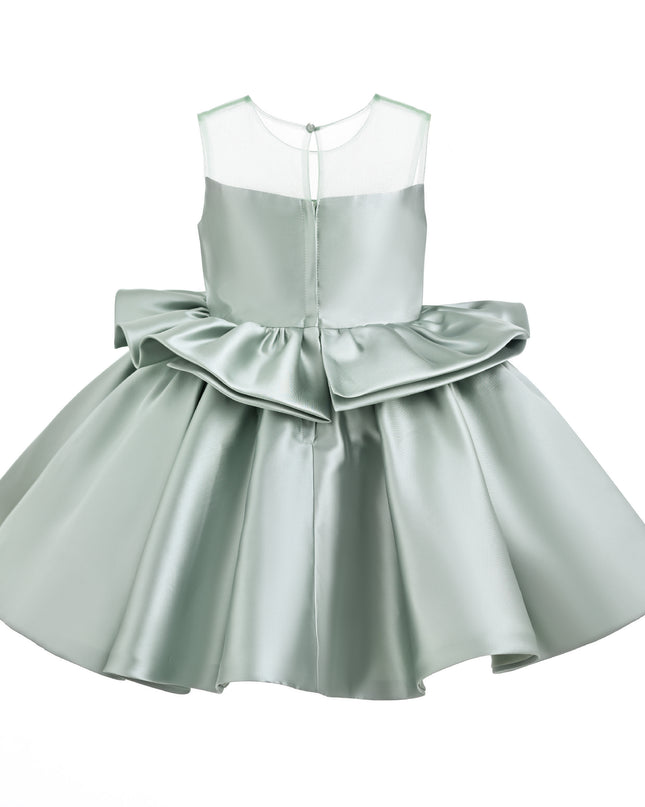 kids atelier tulleen Green Peplum Sculpted Rose Dress