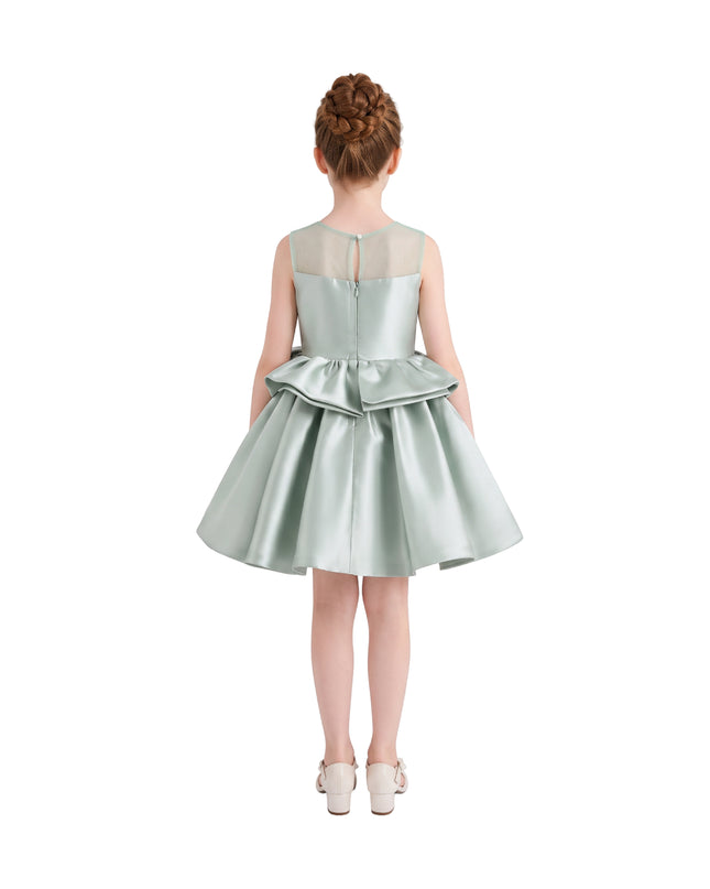 kids atelier tulleen Green Peplum Sculpted Rose Dress