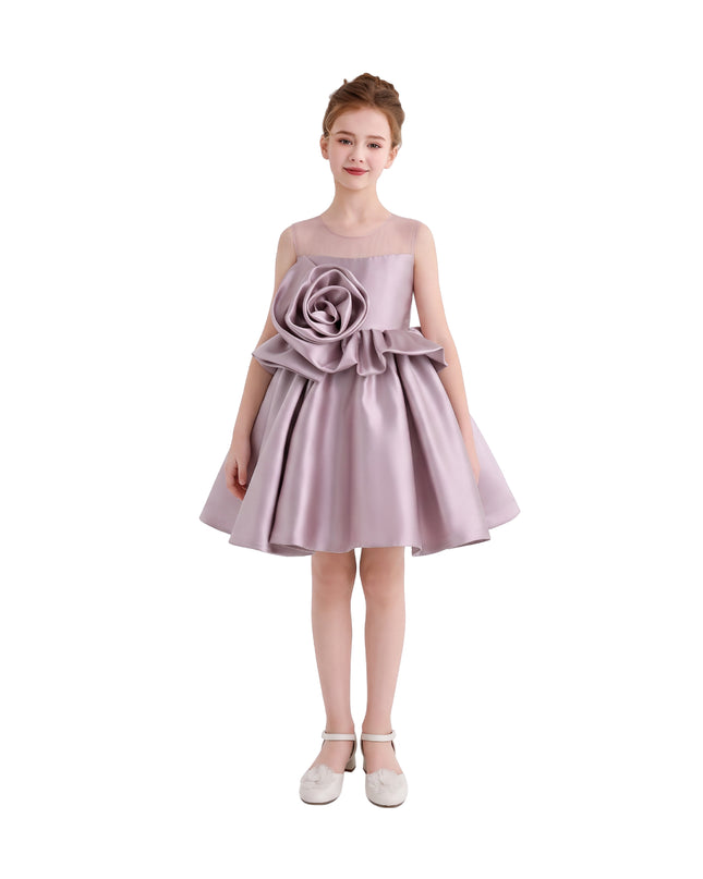 kids atelier tulleen Pink Peplum Sculpted Rose Dress